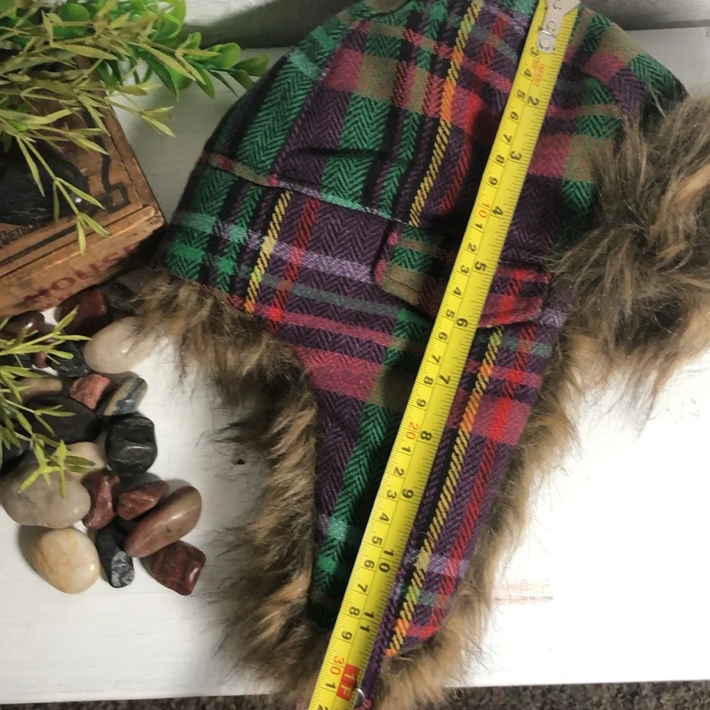 Plaid Bomber Faux Fur Hat Snow Ski Cold Weather Headwear Multi Color Plaid Hat - Picture 14 of 16